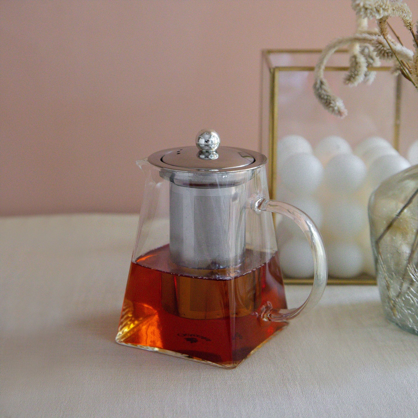Pyramid Shaped Borosilicate Glass Kettle With Steel Infuser 500ml