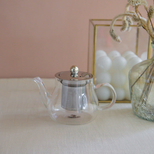 Pear Shaped Borosilicate Glass Kettle with Steel Infuser 600ml