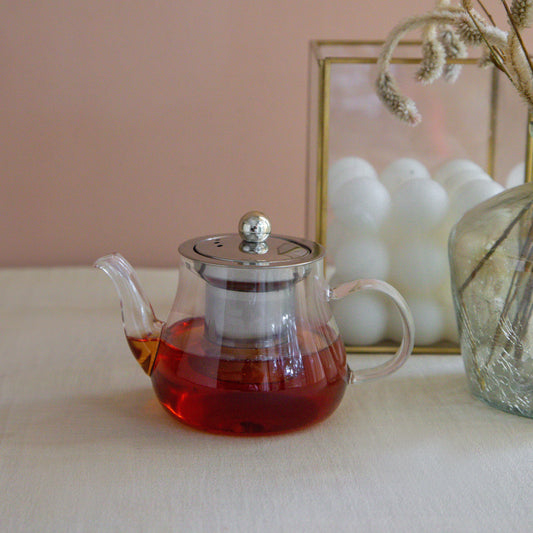 Pear Shaped Borosilicate Glass Kettle with Steel Infuser 600ml
