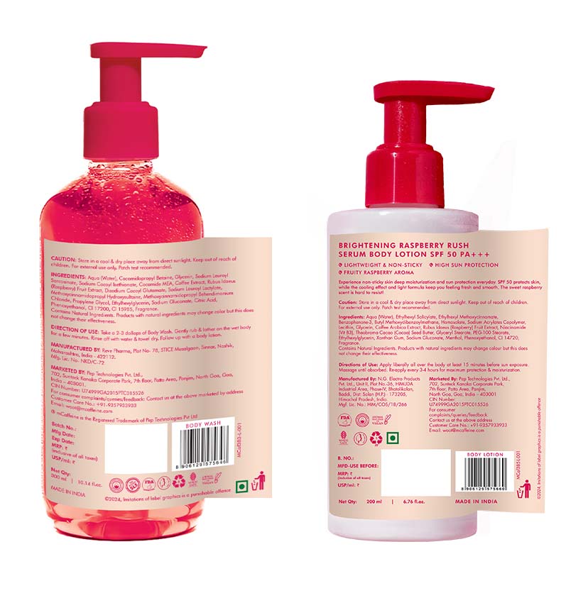 Raspberry Cleanse & Protect Duo | Body Wash & SPF 50 PA+++ Body Sunscreen