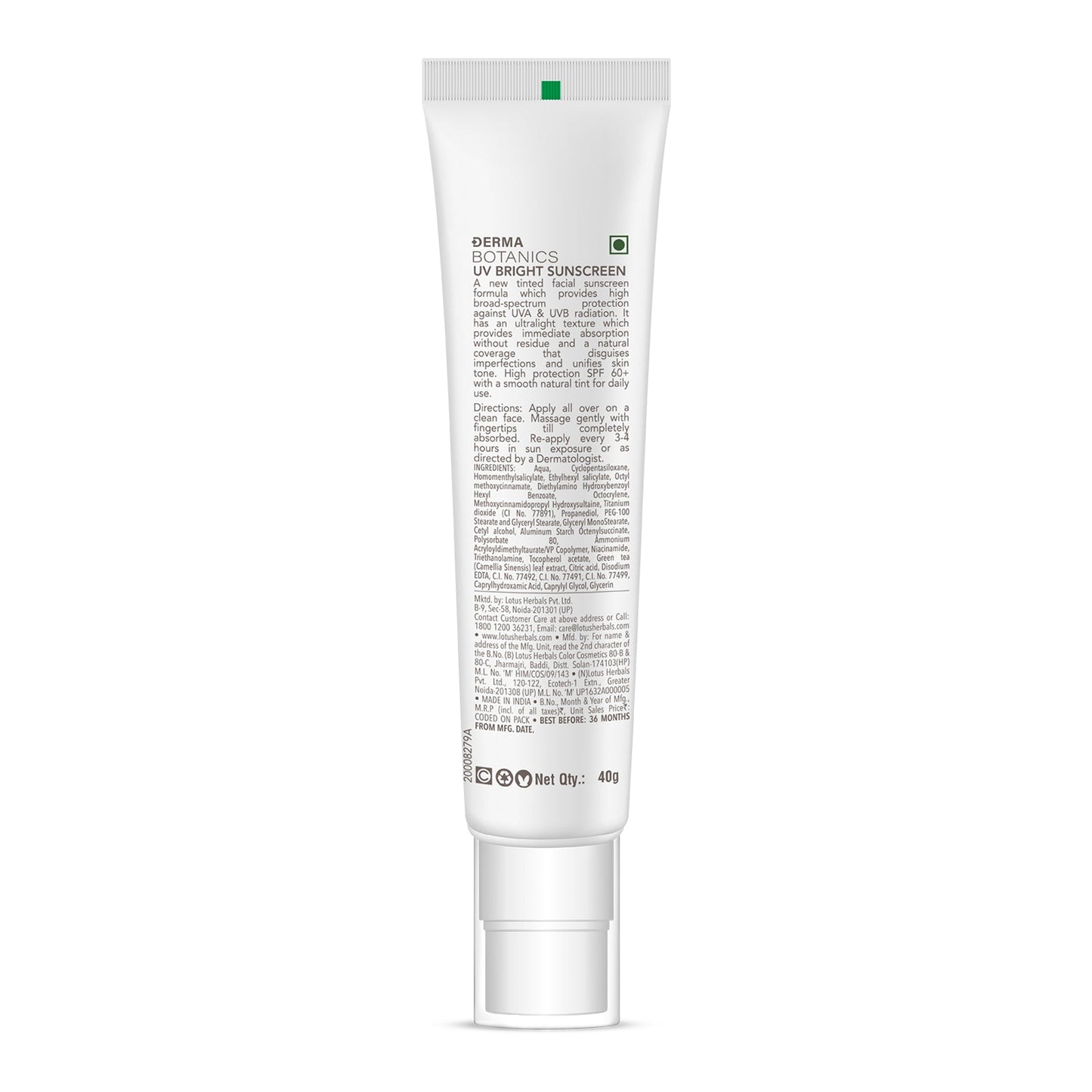 DermaBotanics UV bright sunscreen SPF 60+ 40gm