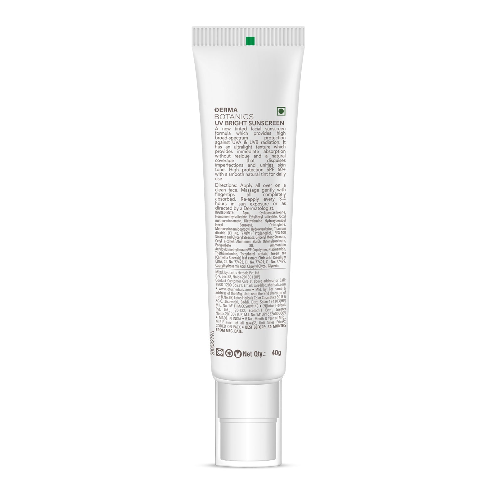 DermaBotanics UV bright sunscreen SPF 60+ 40gm