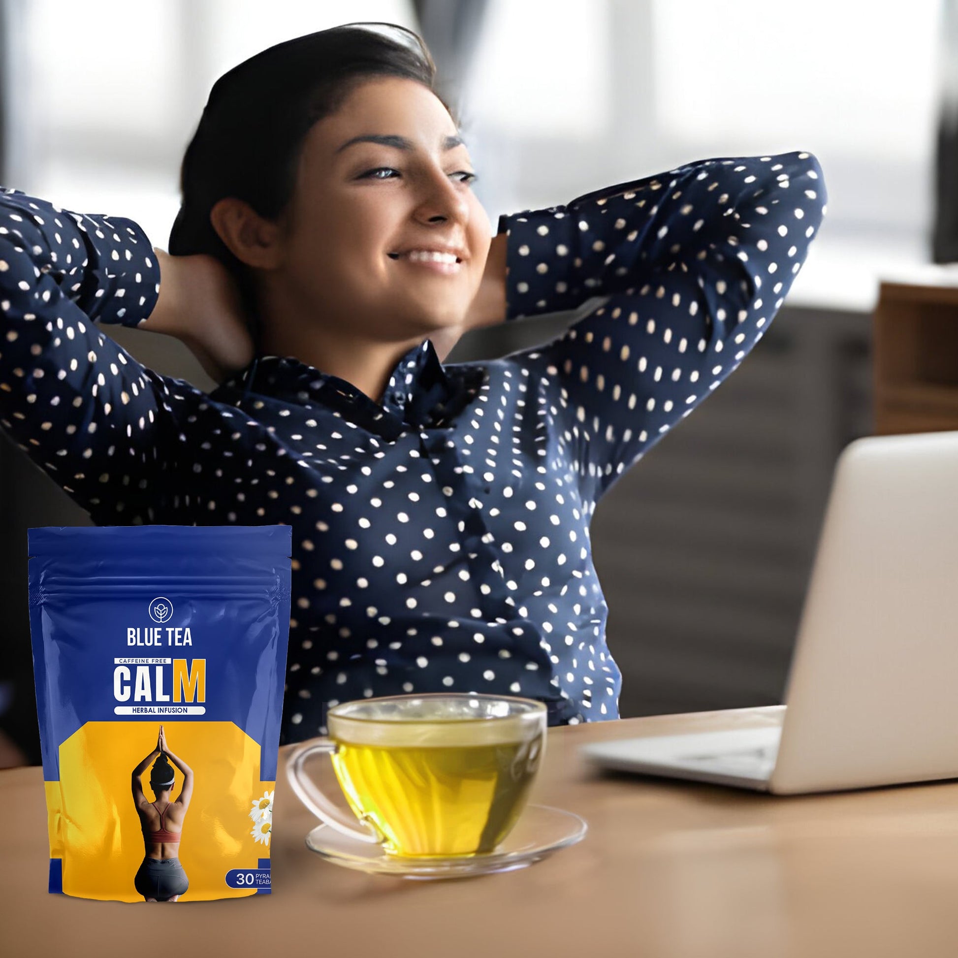 Stress Relief Calm Herbal Tea - 30 Tea Bags | For Migraine, Stress 30 Tea Bags