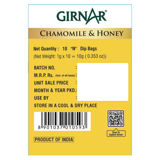 【Girnar】 Camomile Infusion With Honey｜カモミールインフュージョン ウィズハニー｜10 Tea Bags