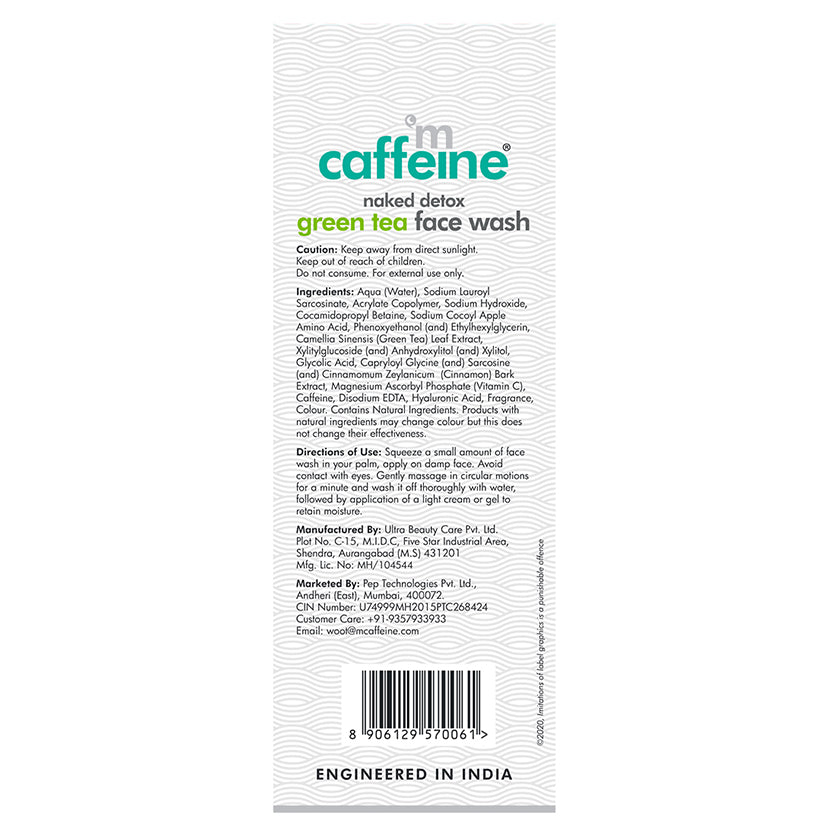 Green Tea Face Wash with Vitamin C & Hyaluronic Acid - 100 ml