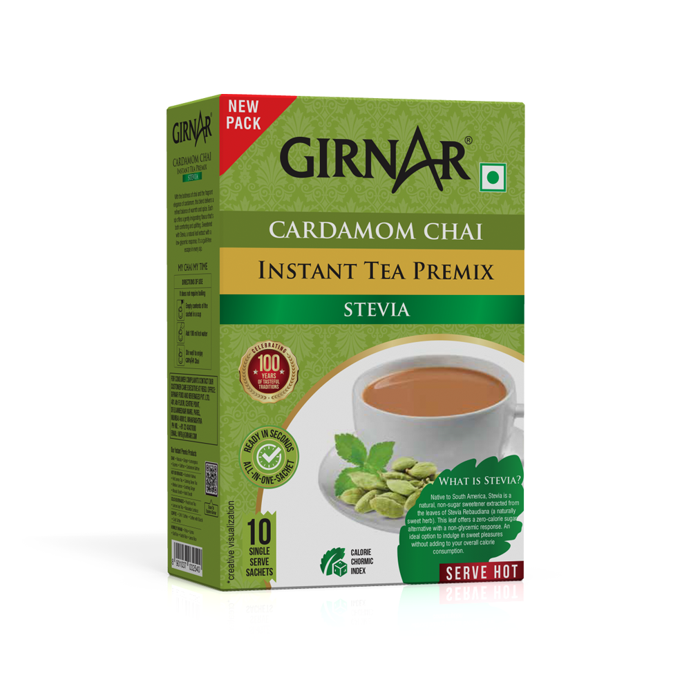 Instant Cardamom Chai Premix With Stevia 10 Sachets