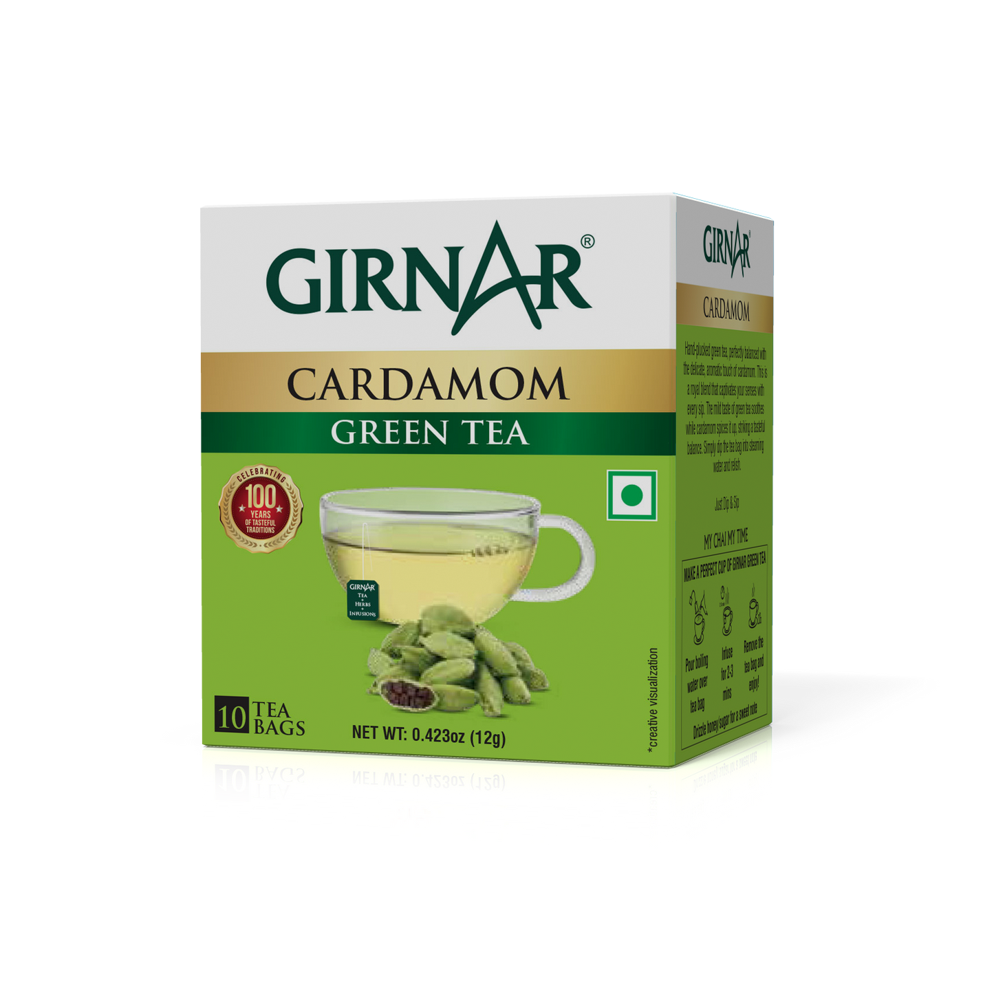 Green Tea Bags - Cardamom 10 Tea Bags