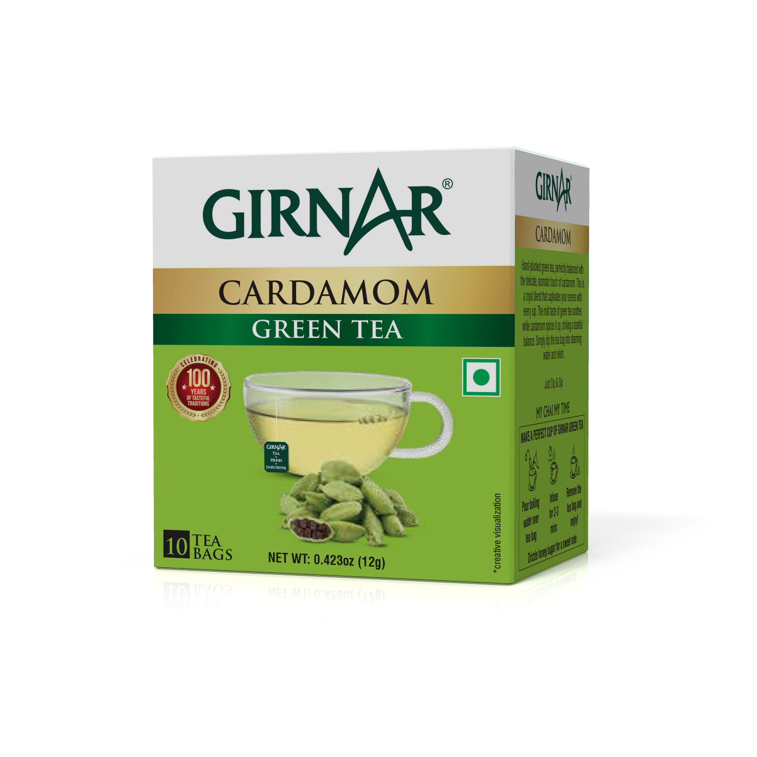 Green Tea Bags - Cardamom 10 Tea Bags