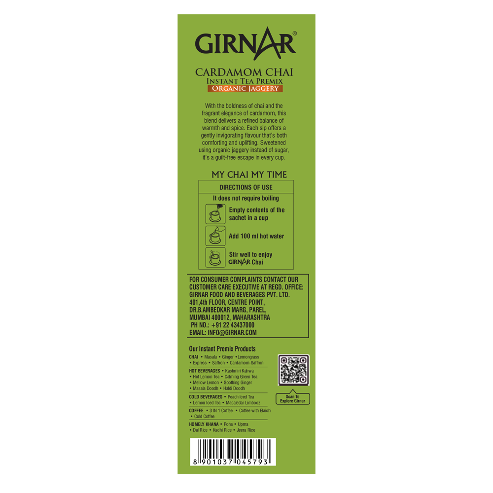 Instant Cardamom Chai Premix With Organic Jaggery 10 Sachets