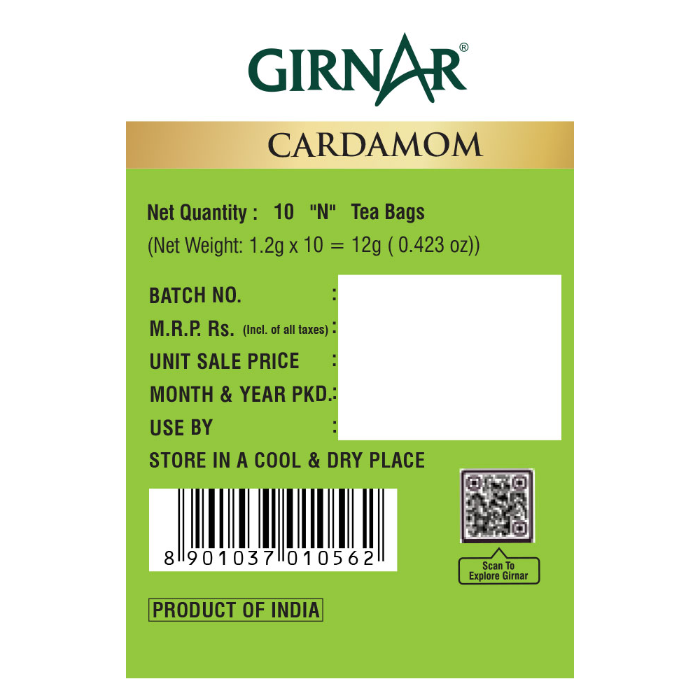 Green Tea Bags - Cardamom 10 Tea Bags