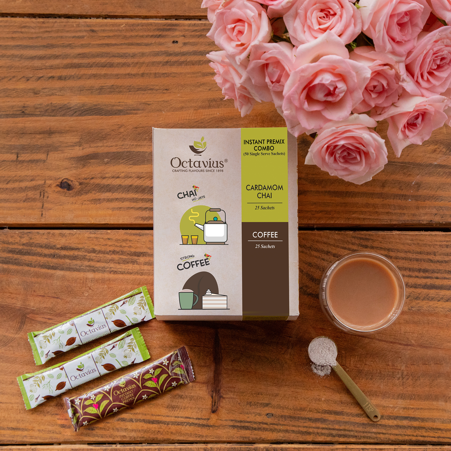 2 in 1 Instant Premix - Cardamom Chai and Coffee 50 Sachets 50sachets