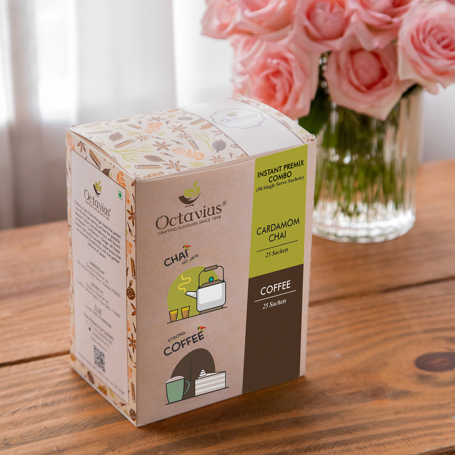2 in 1 Instant Premix - Cardamom Chai and Coffee 50 Sachets 50sachets