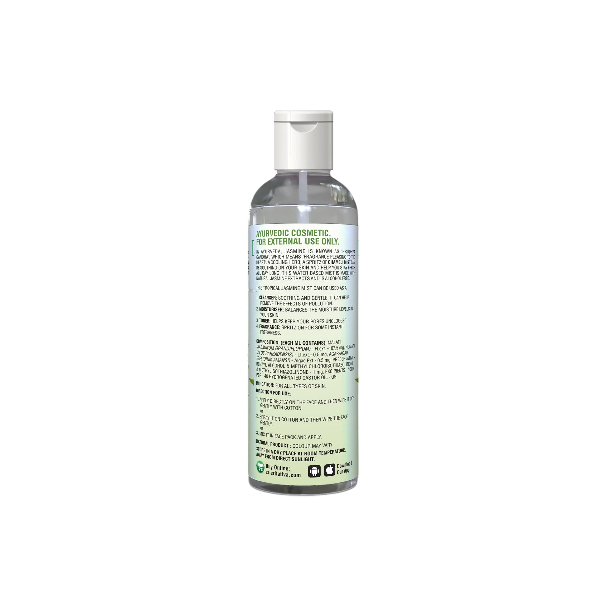 Chameli - Tropical Jasmine Mist | Keep Your Skin Calm And Refreshed | Cleanser, Moisturiser, Toner, Fragrance | Flip Top Bottle | 50 ml 50ml