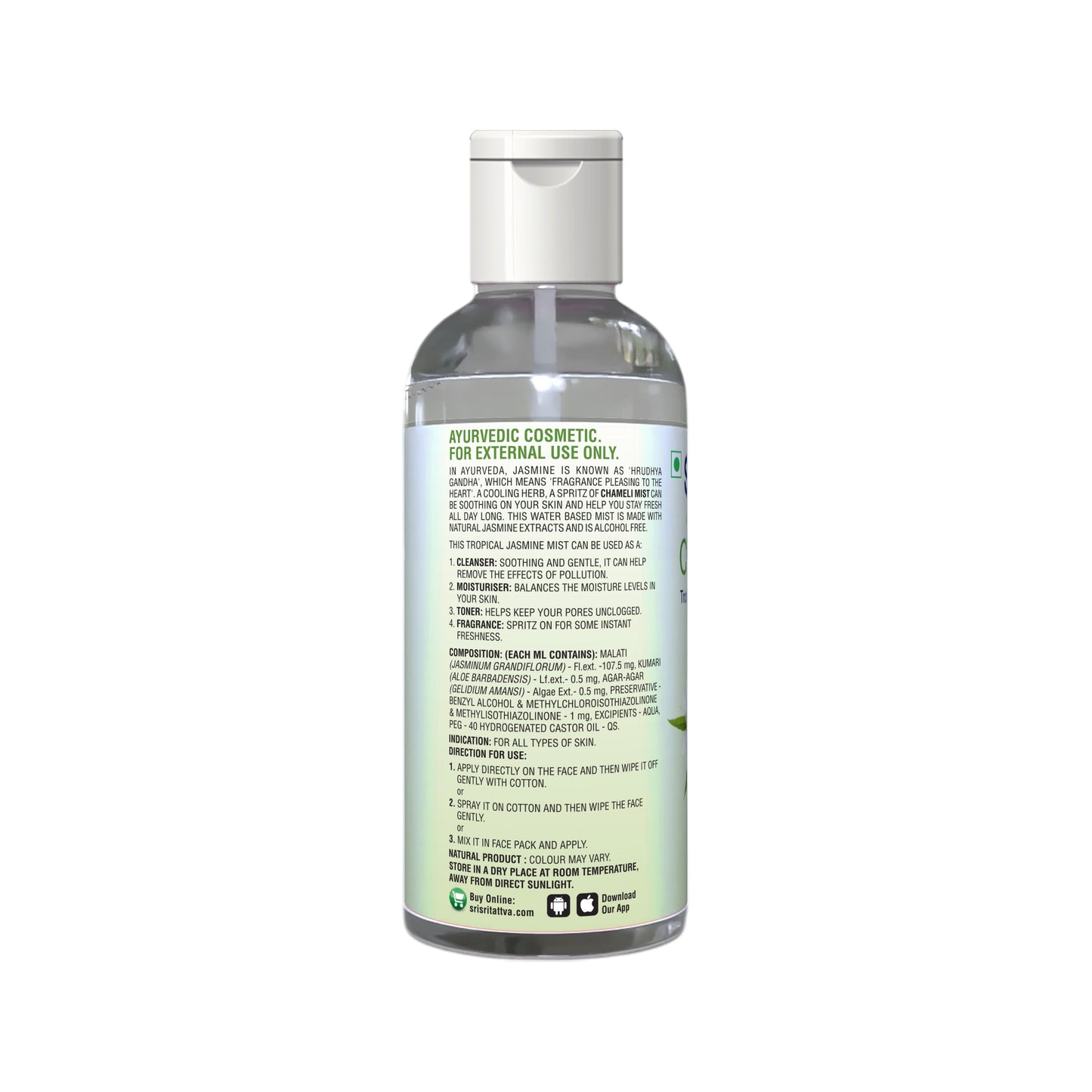 Chameli - Tropical Jasmine Mist | Keep Your Skin Calm And Refreshed | Cleanser, Moisturiser, Toner, Fragrance | Flip Top Bottle | 30 ml 30ml