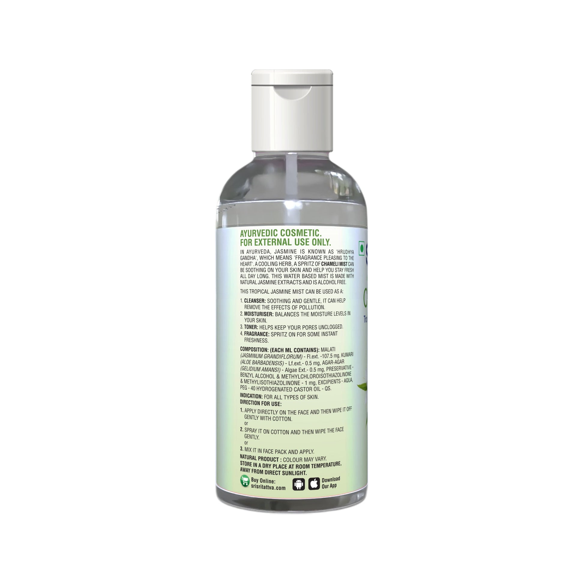 Chameli - Tropical Jasmine Mist | Keep Your Skin Calm And Refreshed | Cleanser, Moisturiser, Toner, Fragrance | Flip Top Bottle | 30 ml 30ml