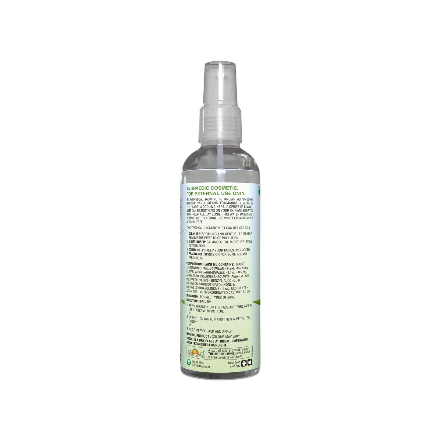 Chameli - Tropical Jasmine Mist | Keep Your Skin Calm And Refreshed | Cleanser, Moisturiser, Toner, Fragrance | Spray Bottle | 100 ml 100ml