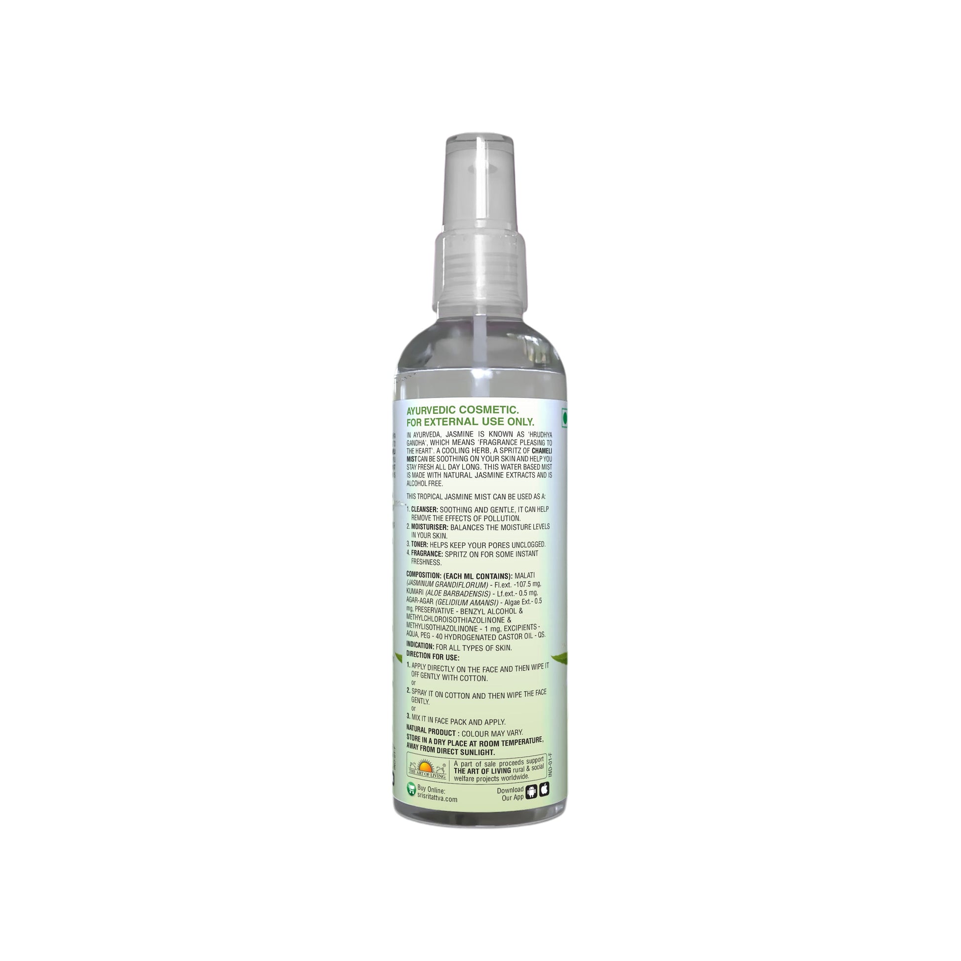 Chameli - Tropical Jasmine Mist | Keep Your Skin Calm And Refreshed | Cleanser, Moisturiser, Toner, Fragrance | Spray Bottle | 100 ml 100ml