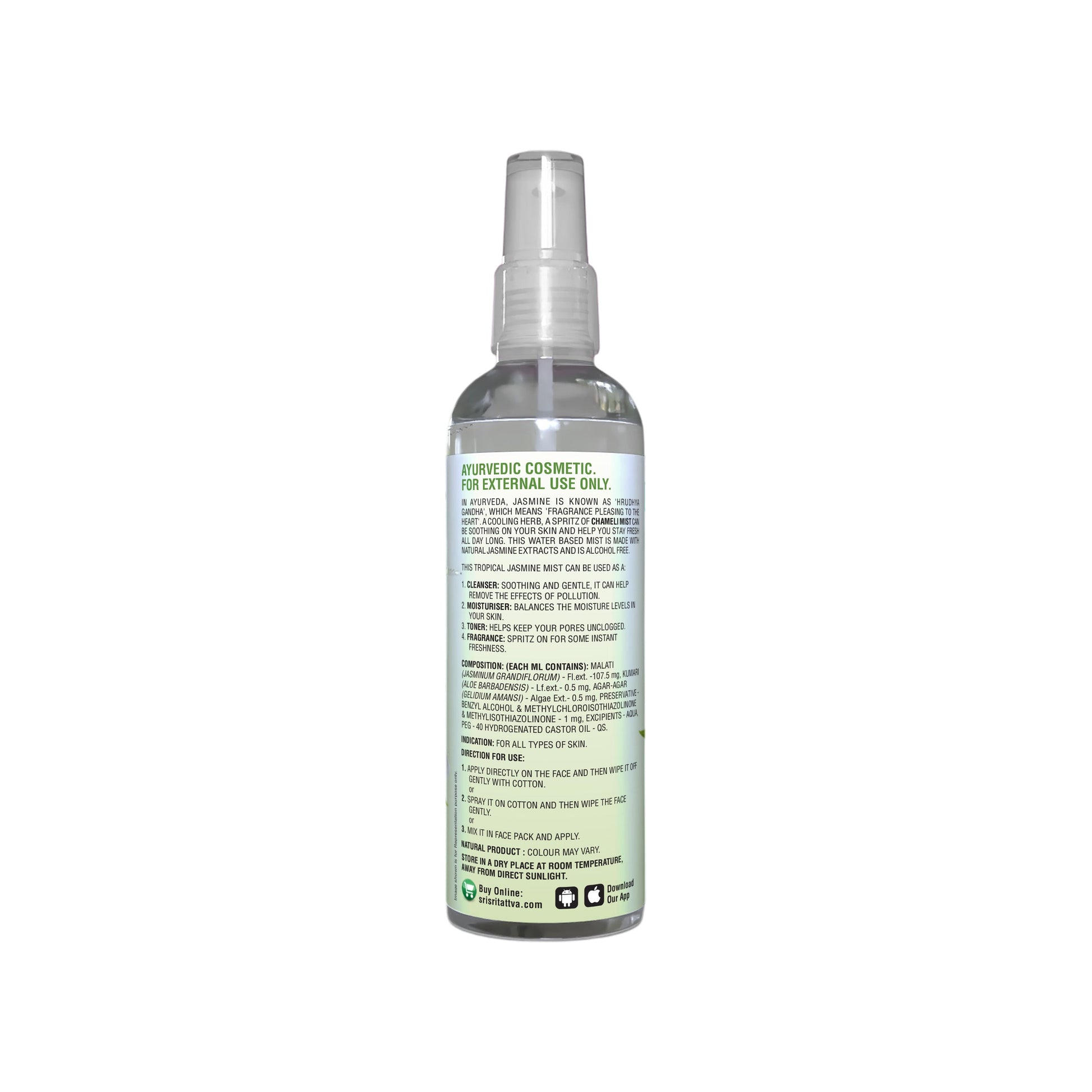 Chameli - Tropical Jasmine Mist | Keep Your Skin Calm And Refreshed | Cleanser, Moisturiser, Toner, Fragrance | Spray Bottle | 50 ml 50ml