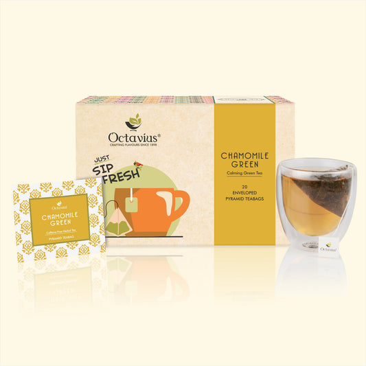 Chamomile Green Tea - 20 Enveloped Pyramid Teabags (pack of 2) Pack of 2