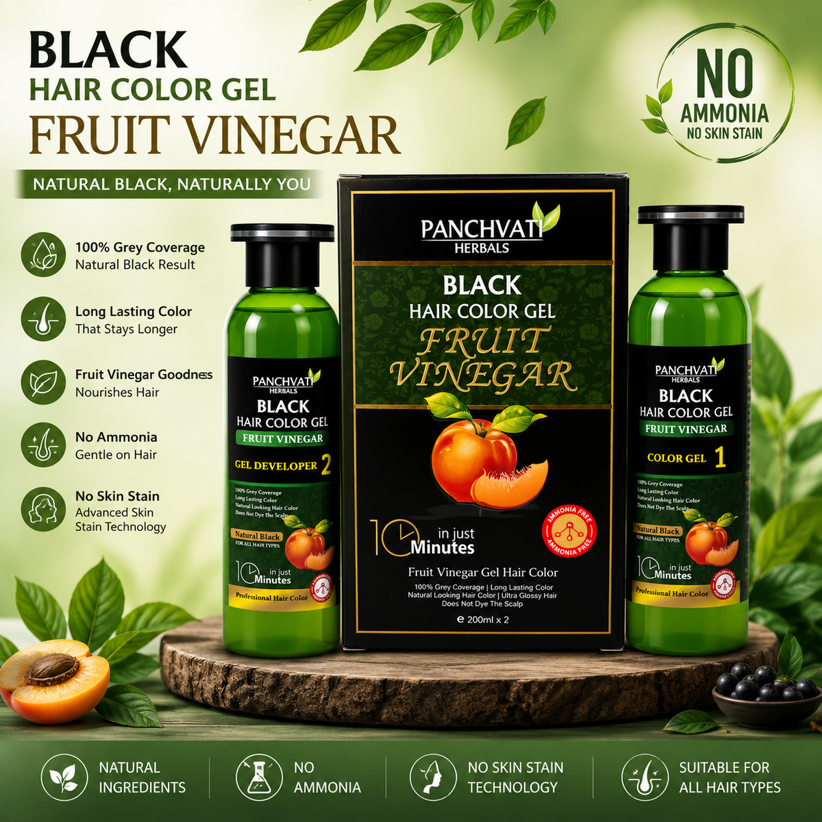 Black Hair Color Gel Fruit Vinegar 500ml x 2
