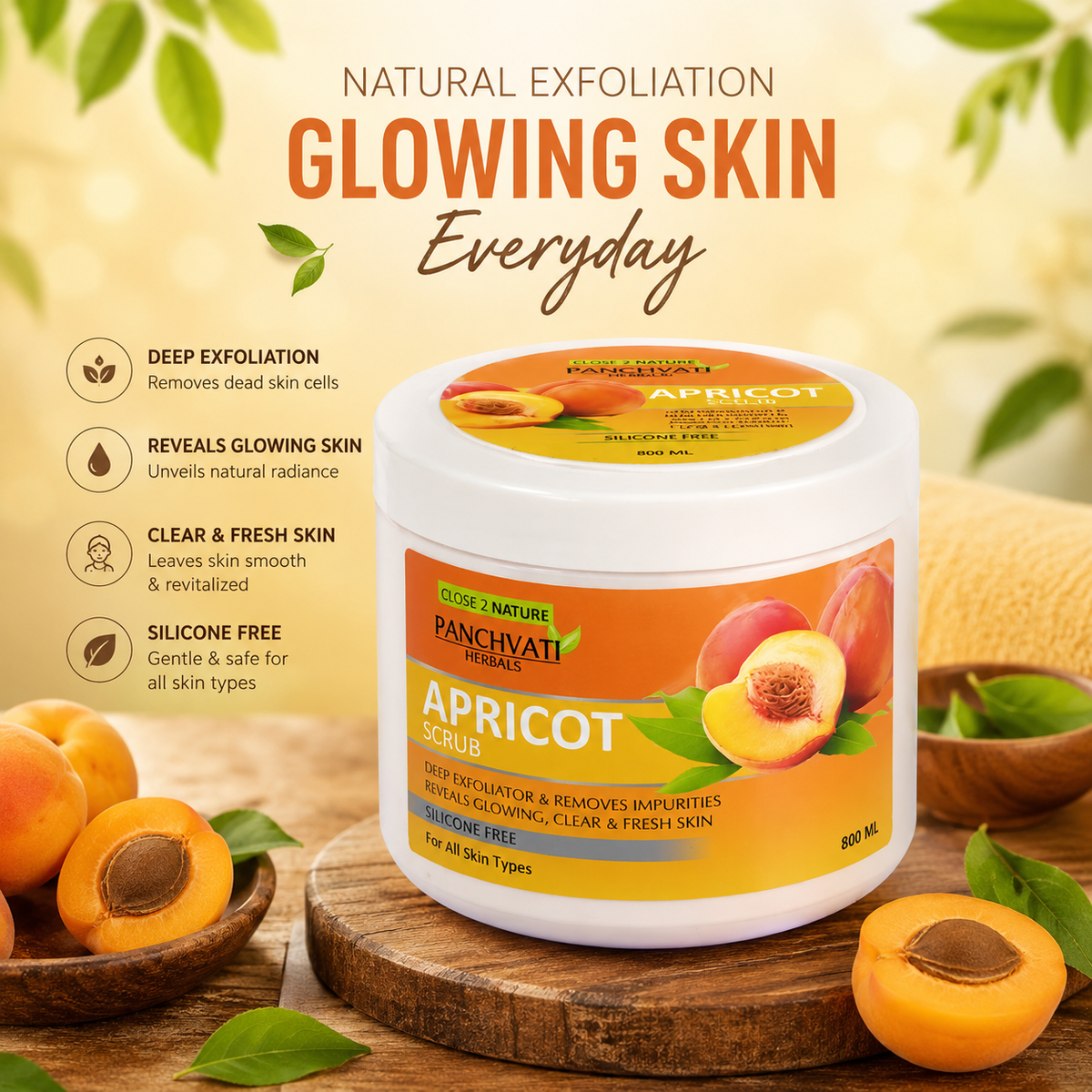 【Panchvati Herbals】 Apricot Scrub｜アプリコット スクラブ 大容量｜800ml