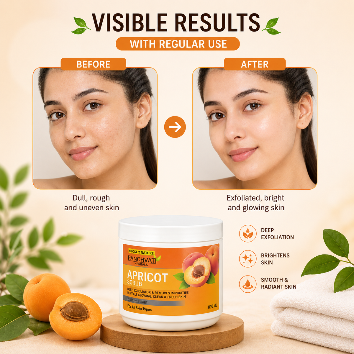 【Panchvati Herbals】 Apricot Scrub｜アプリコット スクラブ 大容量｜800ml