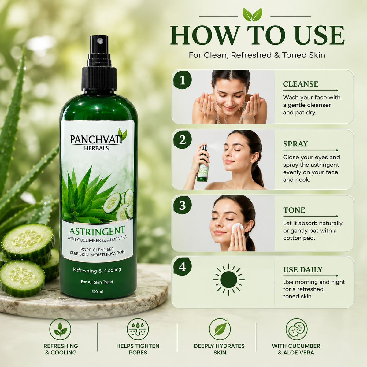 Astringent with Aloe Vera & Cucumber 500ml
