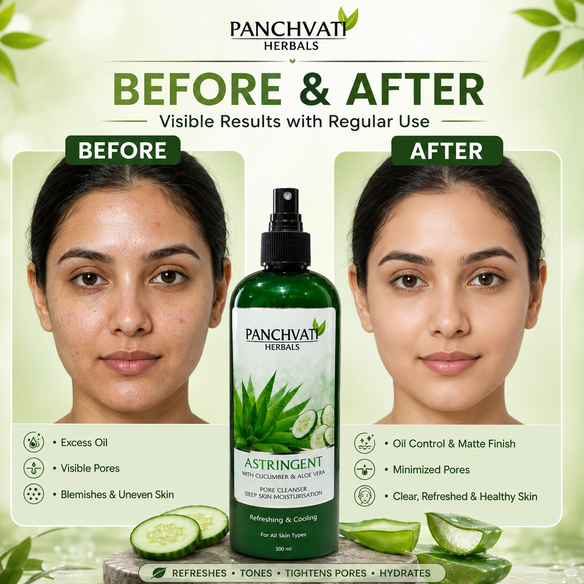Astringent with Aloe Vera & Cucumber 500ml