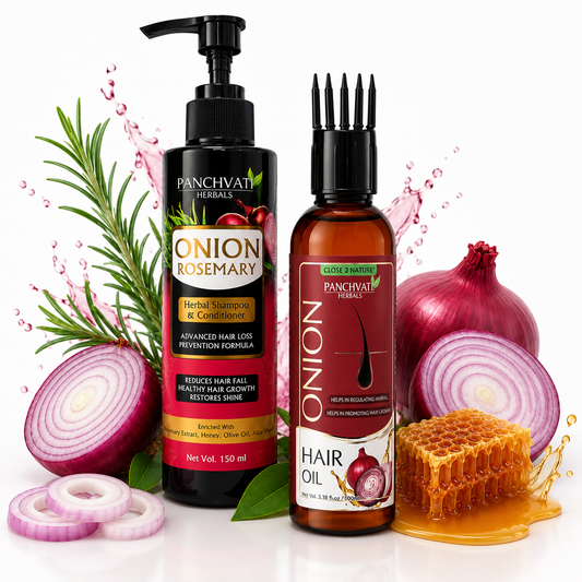 Onion Rosemary Shampoo + Onion Hair Oil Combo 150ml + 100ml