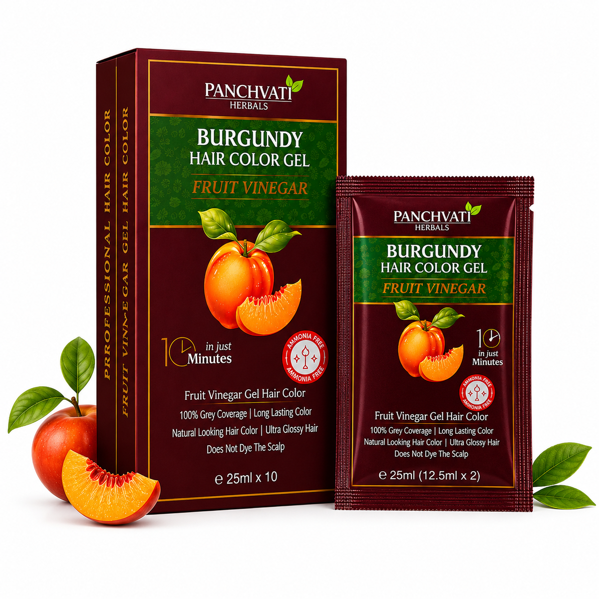 Fruit Vinegar Burgundy Hair Color Gel 25ml x 10 Sachets