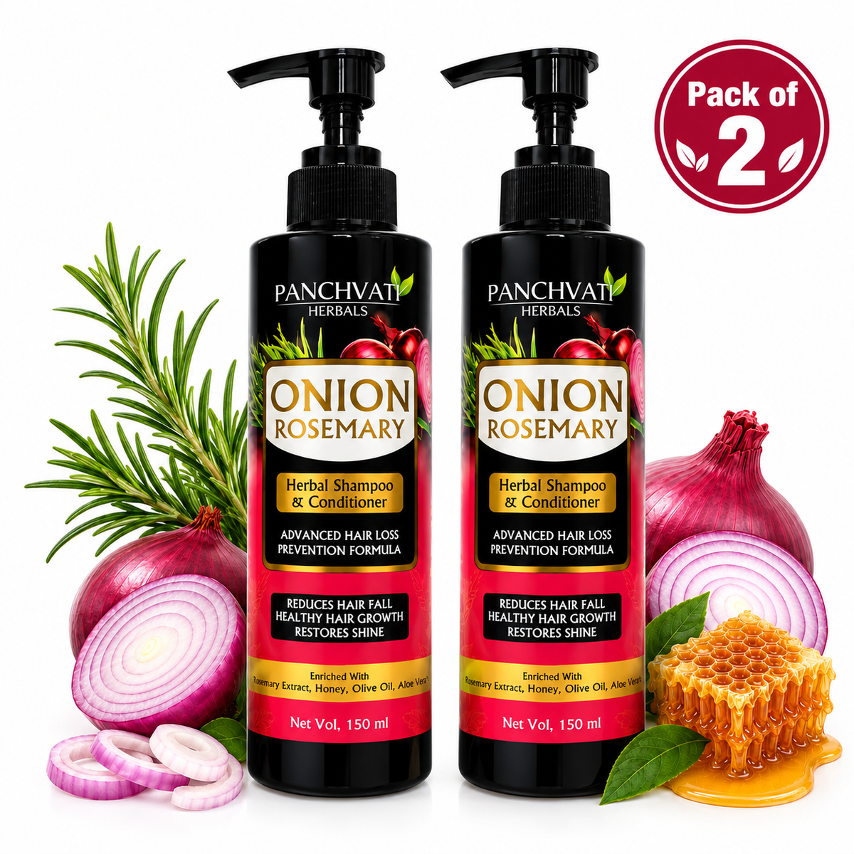 Onion Rosemary Herbal Shampoo & Conditioner 150ml x 2