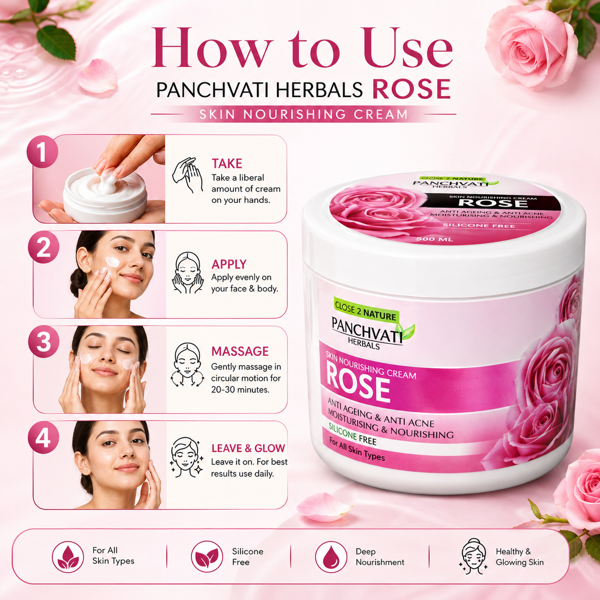 Rose Skin Nourishing Cream 800ml