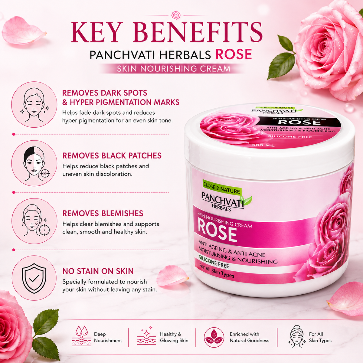 Rose Skin Nourishing Cream 800ml