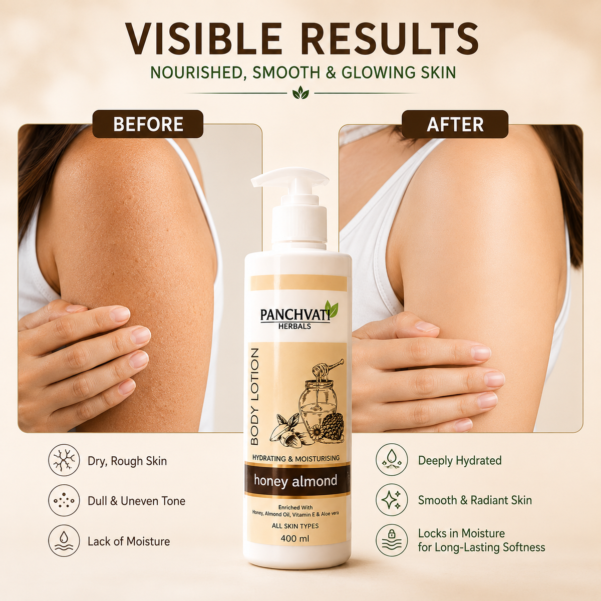 【Panchvati Herbals】 Honey Almond Body Lotion｜ハニー＆アーモンド ボディローション｜400ml