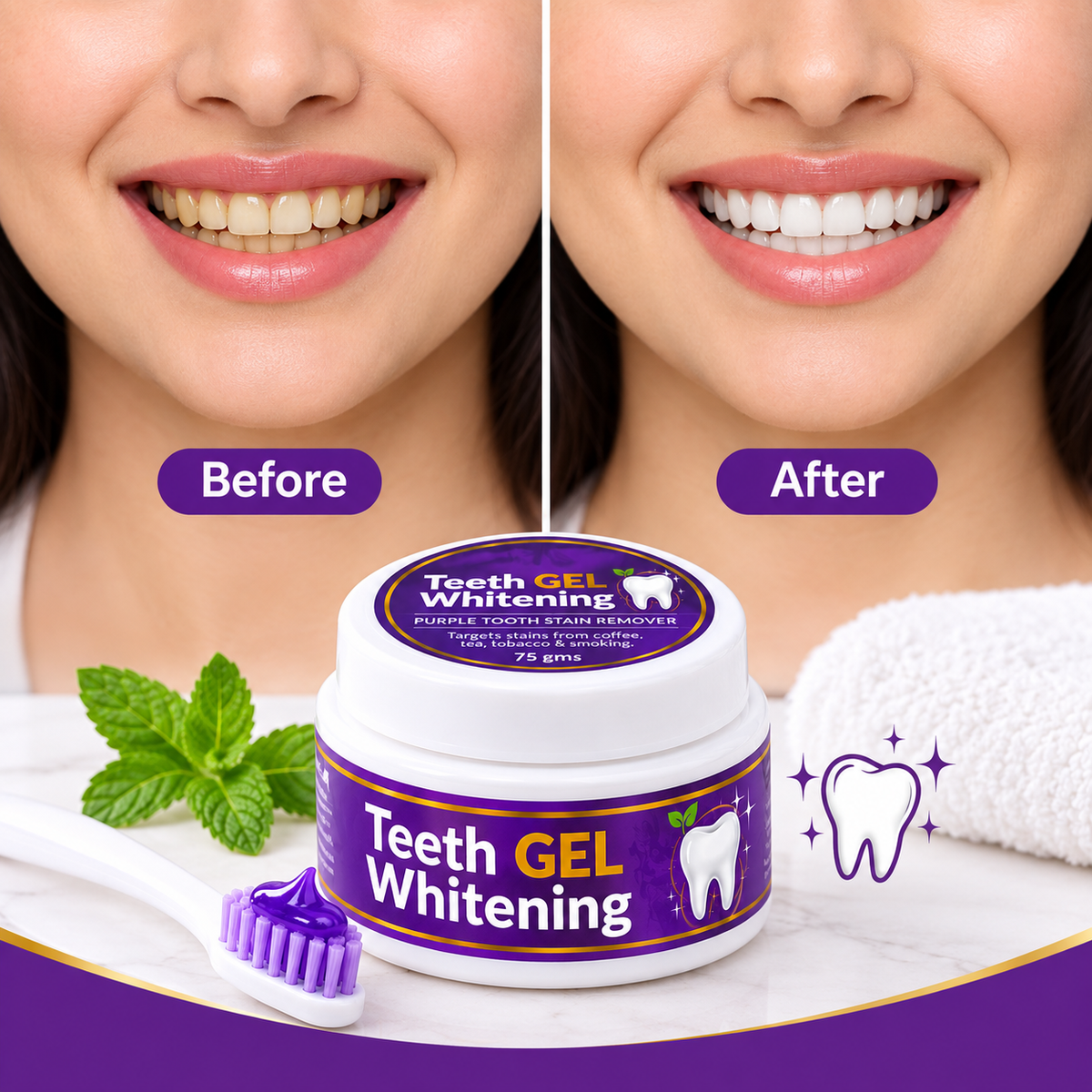 【Panchvati Herbals】 Purple Teeth Whitening Gel｜パープル ティースホワイトニングジェル｜75g