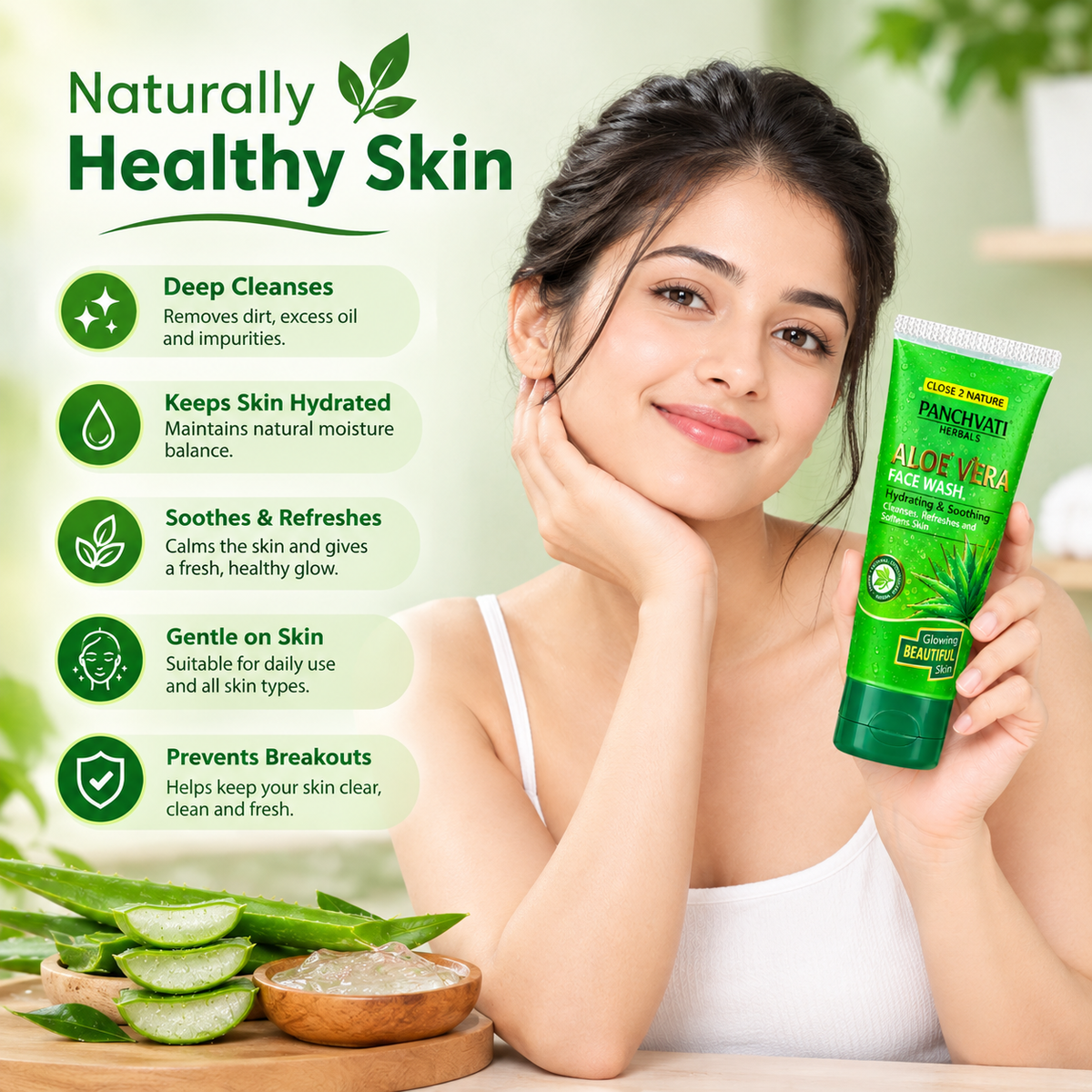 【Panchvati Herbals】 Aloe Vera Face Wash Pack of 6｜アロエベラ フェイスウォッシュ 6本セット｜60ml×6