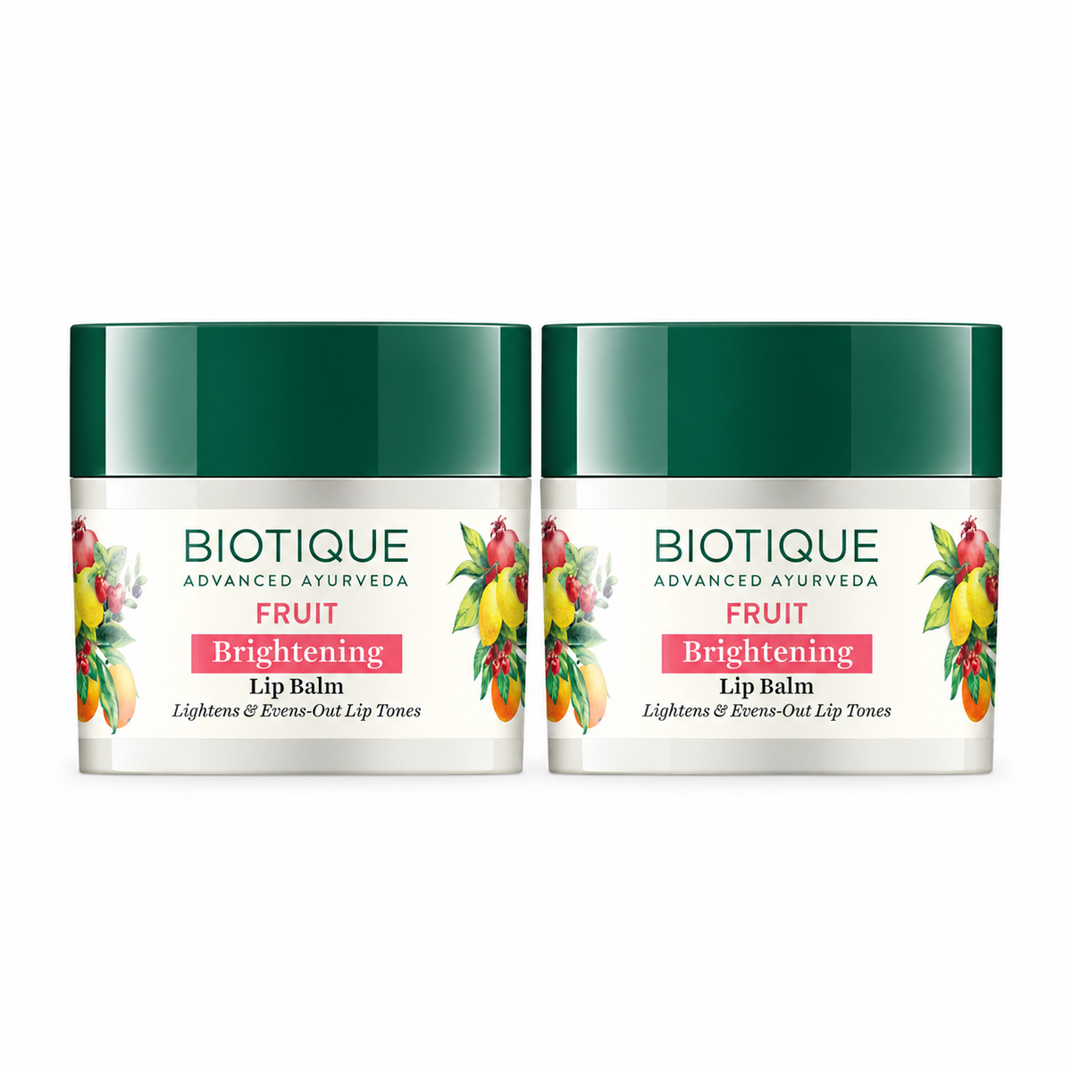【Biotique】 Fruit Brightening Lip Balm (Pack of 2)｜フルーツ リップバーム 2個セット｜12g×2