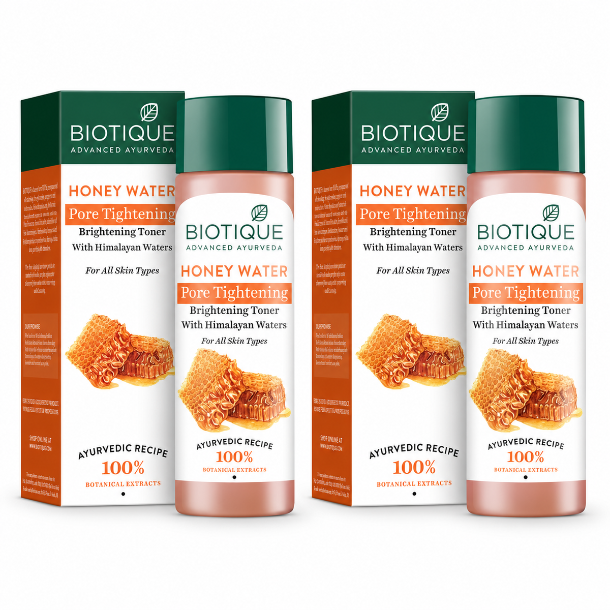 【Biotique】 HONEY WATER Pore Tightening Brightening Toner 120ml X 2｜ハニーウォーター ポアタイトニング トナー 2本セット｜120ml×2