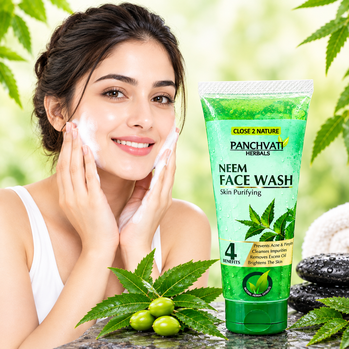 【Panchvati Herbals】 Neem Face Wash Pack of 6｜ニーム フェイスウォッシュ 6本セット｜60ml×6