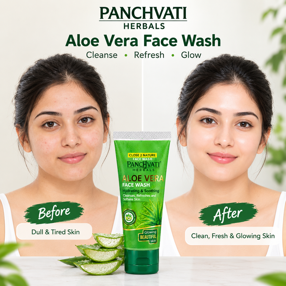 【Panchvati Herbals】 Aloe Vera Face Wash Pack of 6｜アロエベラ フェイスウォッシュ 6本セット｜60ml×6