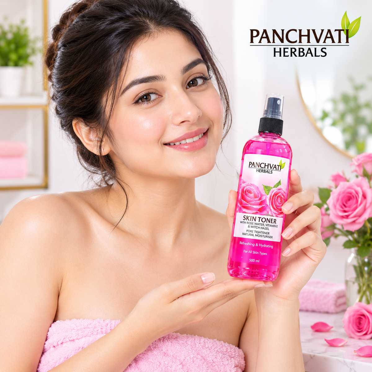 Skin Toner with Rose Extract, Vitamin E & Witch Hazel 500ml