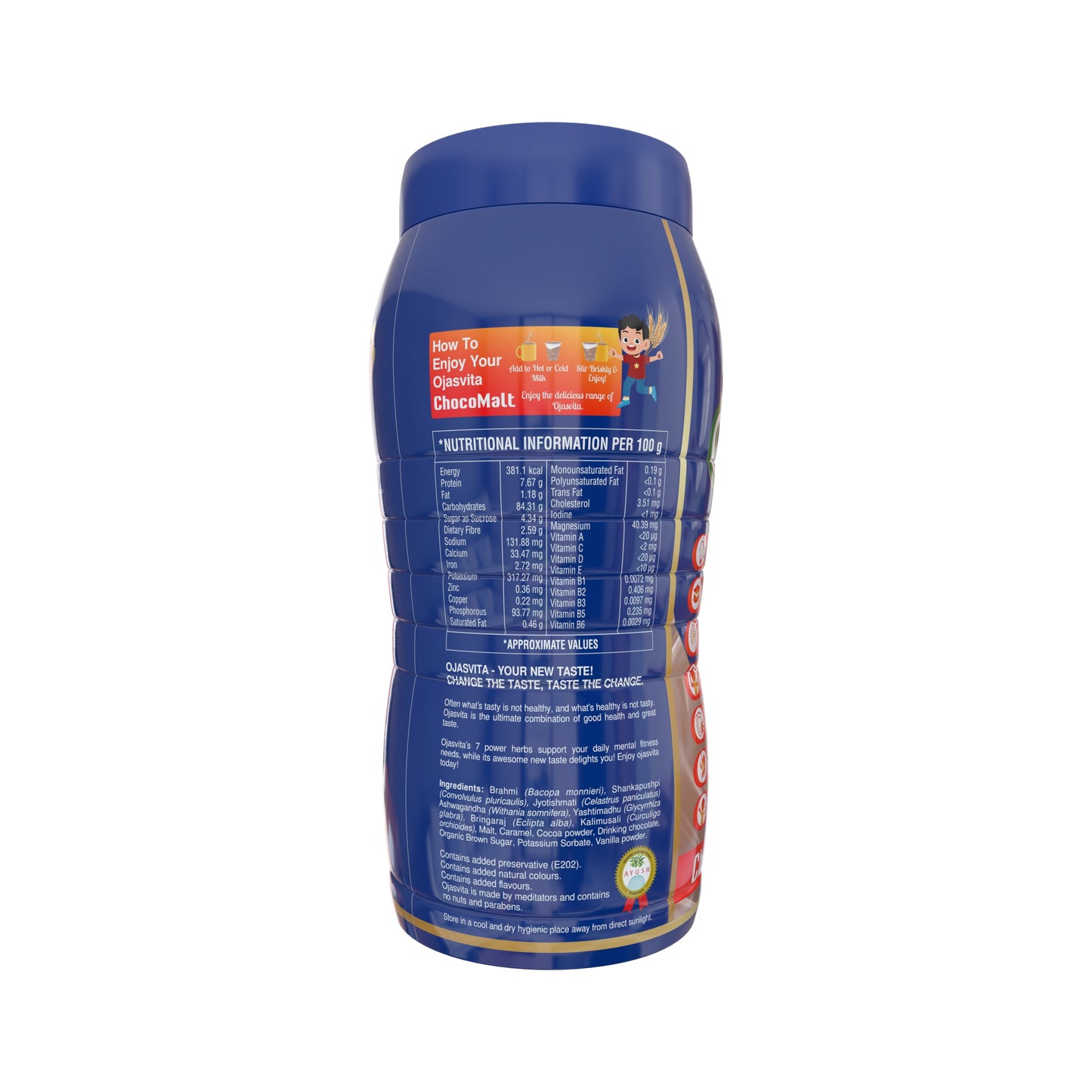 ChocoMalt Ojasvita - Sharp Mind & Fit Body |  Herbal Drink | 500 g, Pet Jar 500g