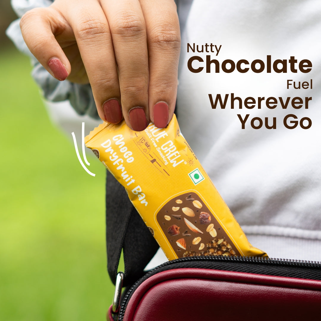 TRUE CREW - Choco Dryfruit Bar, 25 g Each (Pack of 10) 25gx10