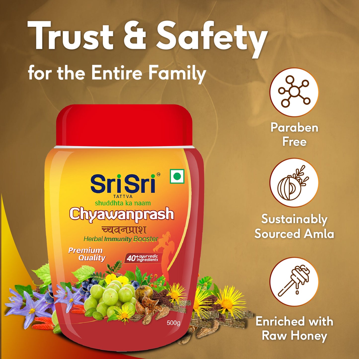 Chyawanprash - Herbal Immunity Booster with 40+ Ayurvedic Ingredients for Better Strength and Stamina, 500 g 500g