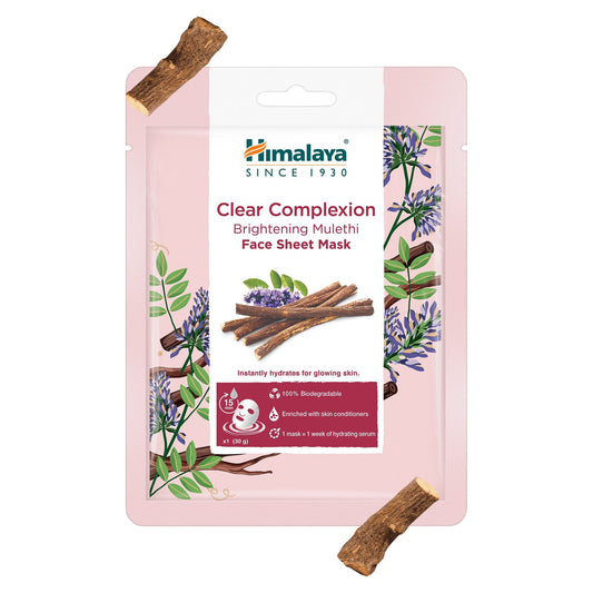 【Himalaya】 Himalaya Clear Complexion Brightening Mulethi Face Sheet Mask｜ヒマルアヤクルエアルクオムプルエックスイオンブライトニングムルエトヒフェイスシートマスク