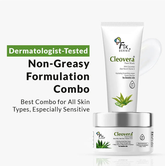 【Fixderma】 Cleovera Face Wash And Cream Combo Pack For All Skin Types｜クレオベラ フェイスウォッシュ&クリーム コンボ｜125g