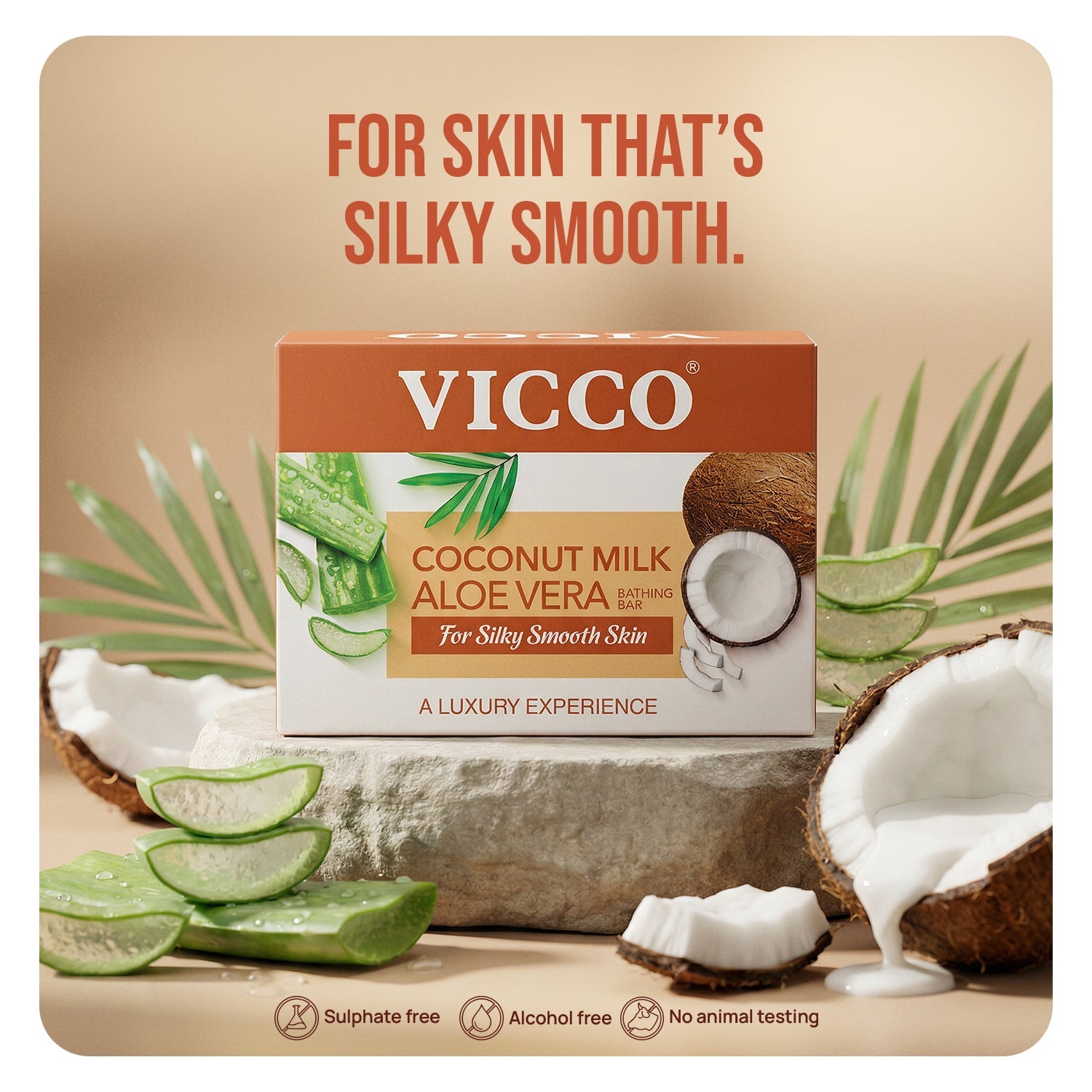 【Vicco】 Coconut Milk & Aloe Vera Bathing Bar｜ココナッツミルク＆アロエベラ バスソープ｜100g