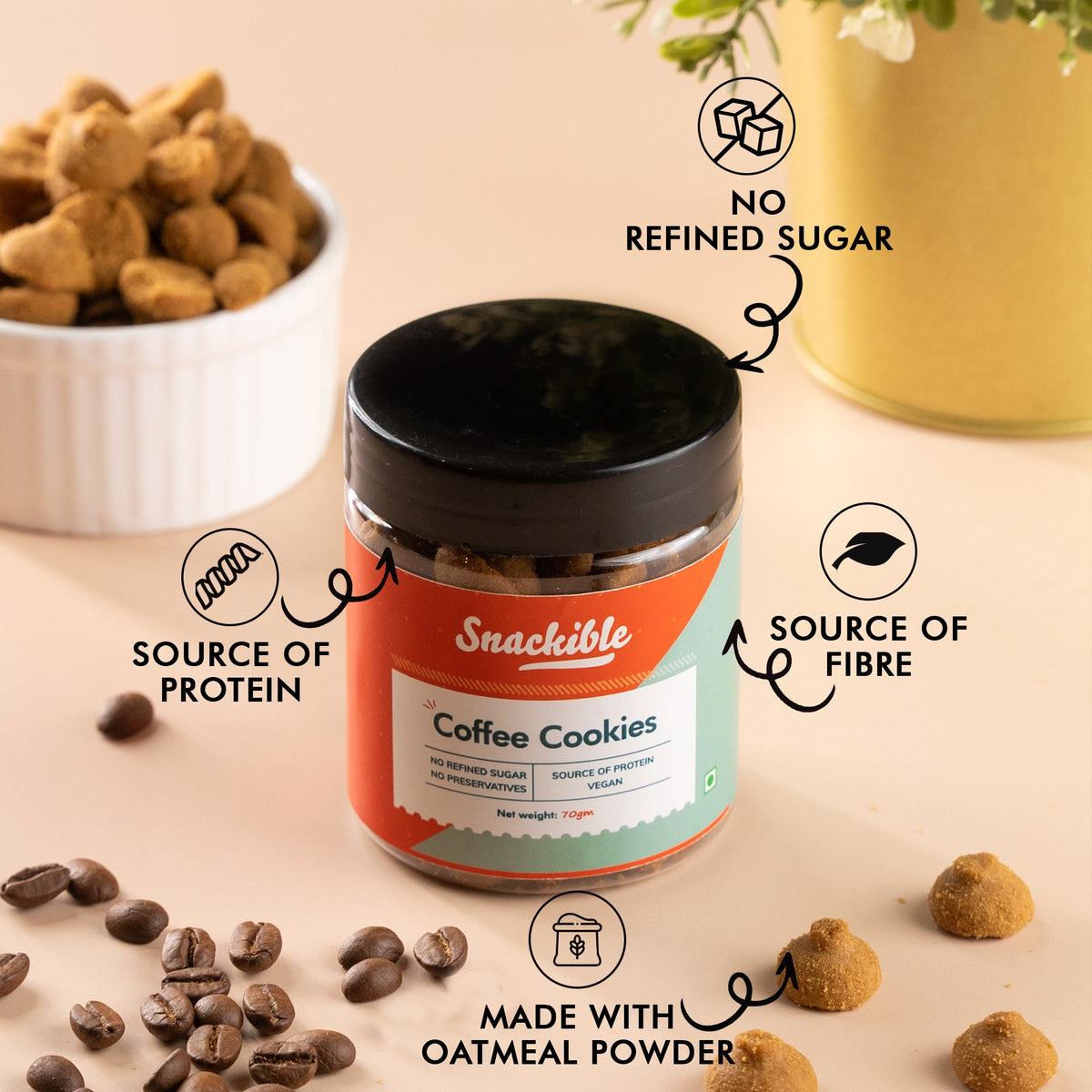 【Snackible】 Coffee Cookies｜コーヒークッキー（精製糖不使用）｜70g