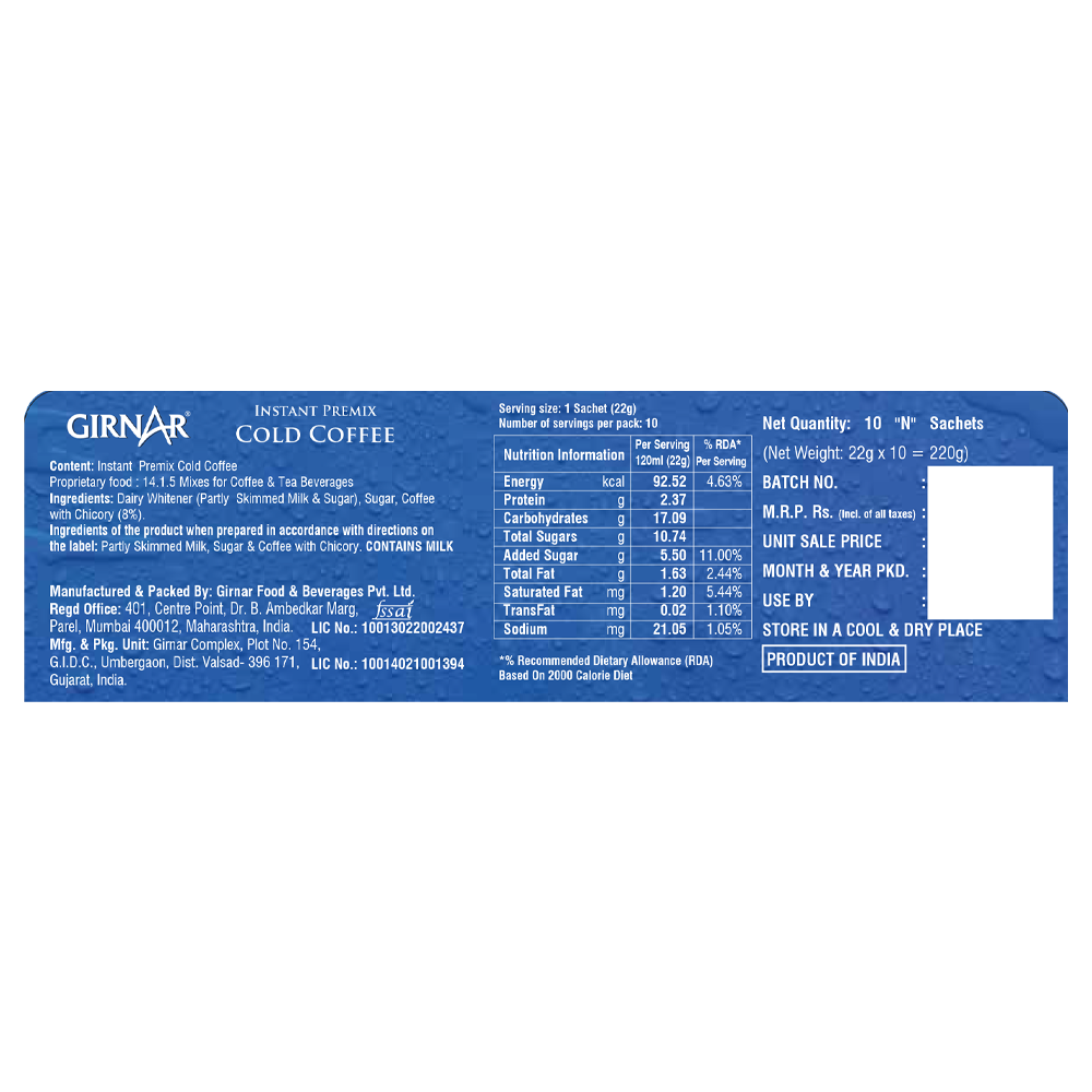Instant Premix Cold Coffee 10 Sachets