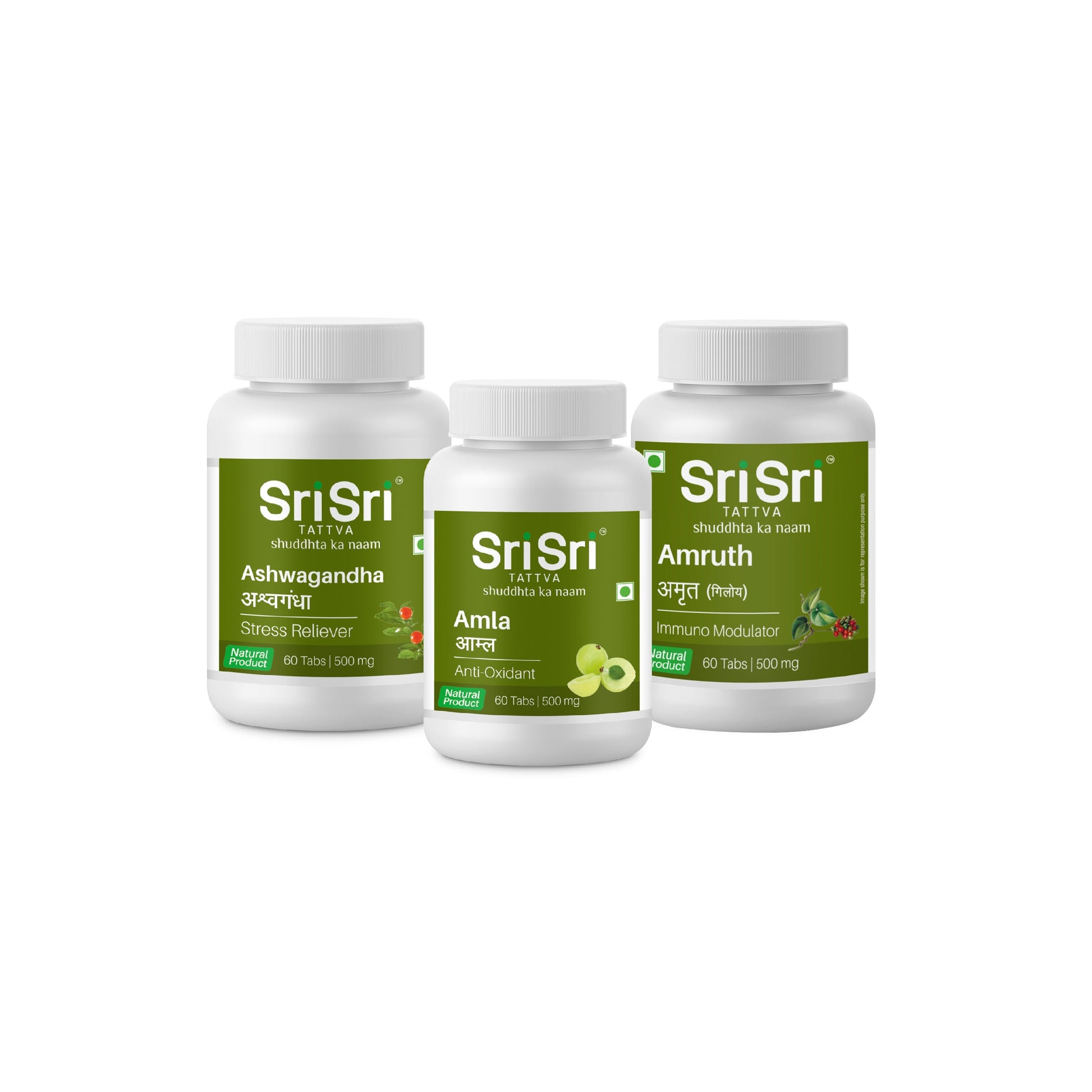 【Sri Sri Tattva】 Stress Relief, Memory Enhancer and Immunity Kit (Ashwagandha, Amla, Amruth Tabs)｜ ストレス緩和・記憶力サポート・免疫サポート キット（アシュワガンダ、アムラ、アムルート タブレット）｜ 300g